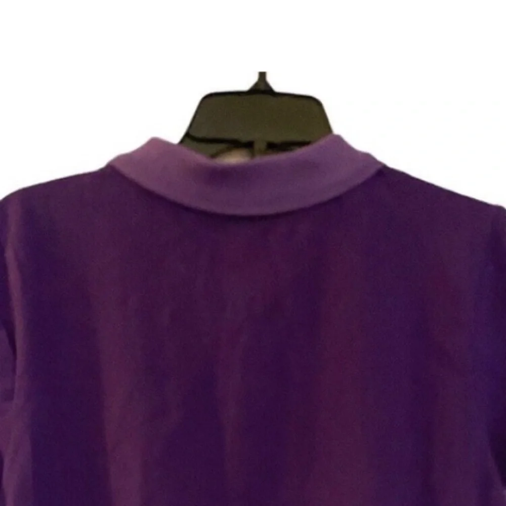 Monroe & Main Contrast Collar Polo Purple Business Casual Short Sleeve Golf Top - Picture 6 of 7